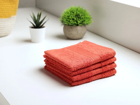 COLORFAS Face Towel Set of 4 Pieces – 100% Cotton by Spaces
