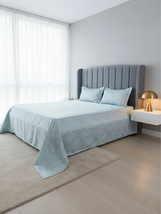 Soft Feel, Elegant Bamboo Leaf King Bed Sheet Set – 100% Cotton (300 TC)