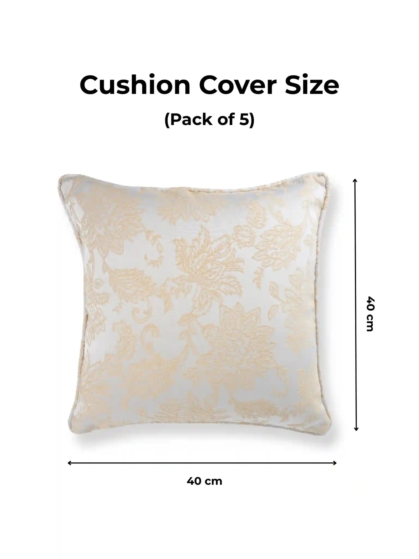 Elegant Floral Embroidered Quilted Cushion Covers (Set of 5)