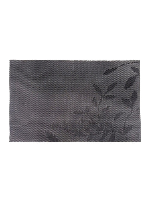 AtoZ Home Decor Dark Grey Leaf Motif PVC Placemats Set of 6