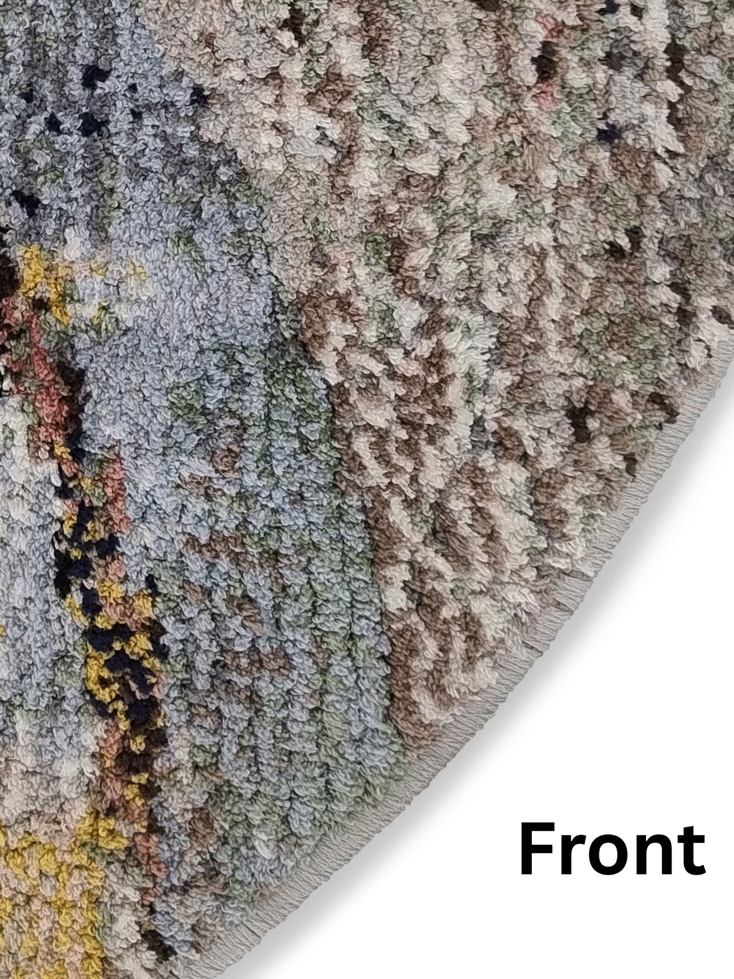 Blue Charcoal Abstract Circular Rug – Turkish Microfiber, Non Slip, 100×100cm