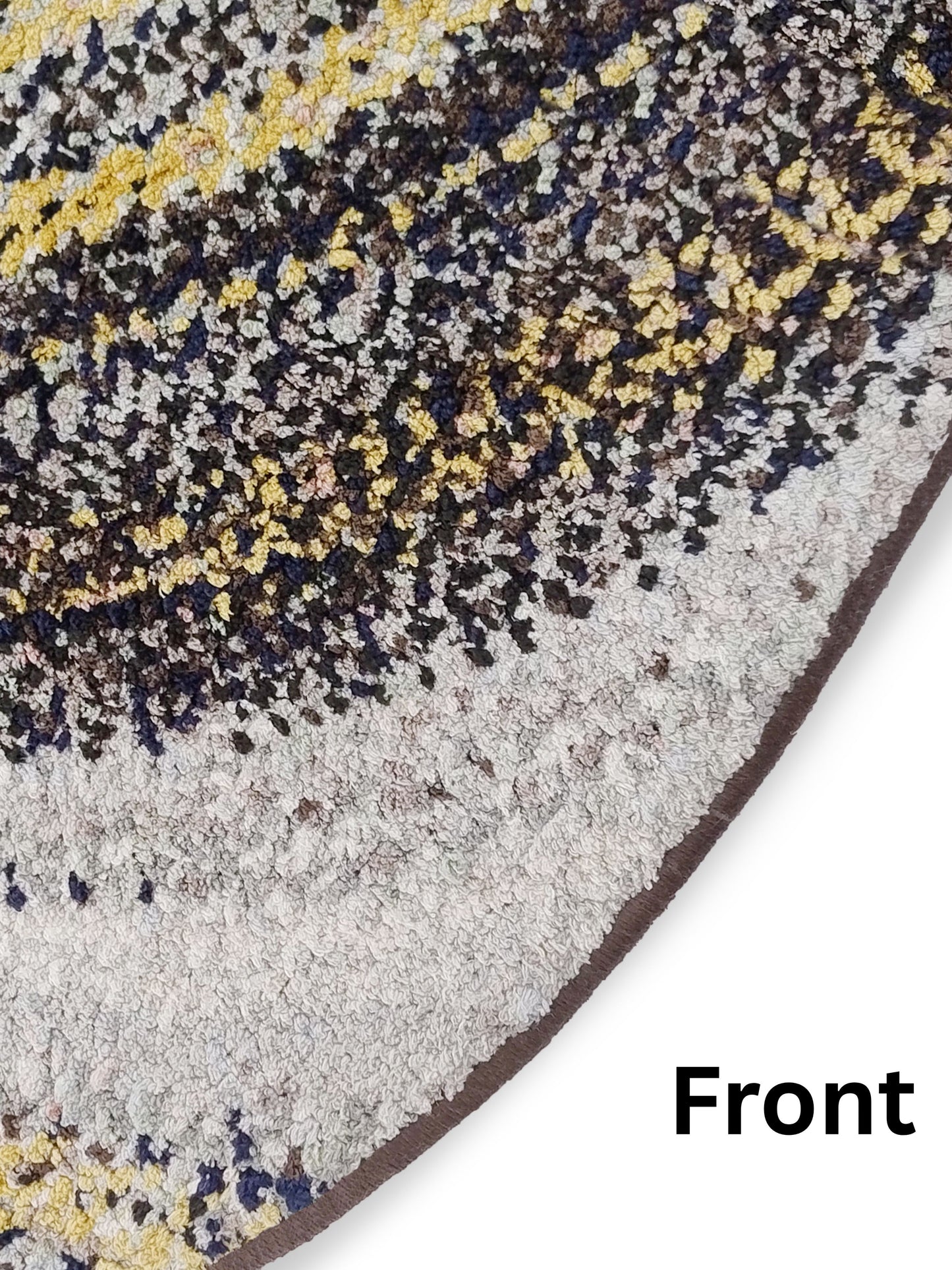 Brown Taupe Marble Circular Rug – Turkish Microfiber, Non Slip, 100×100cm