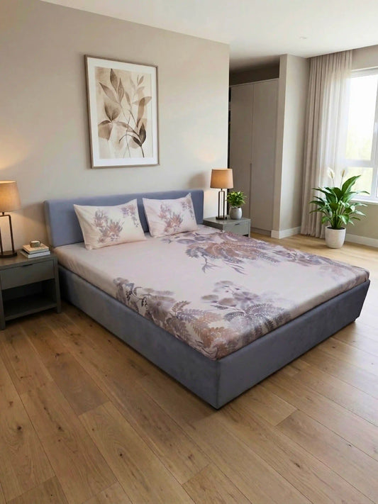 Bella Cotton Digital Motifs Queen Size Bedsheet Set (300 TC)