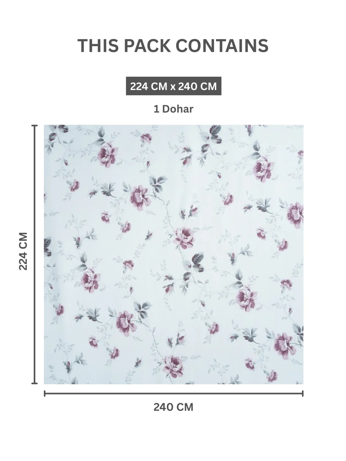 AtoZ Home Decor Royal Floral Check Reversible Cotton Double Dohar (224 x 240 cm)