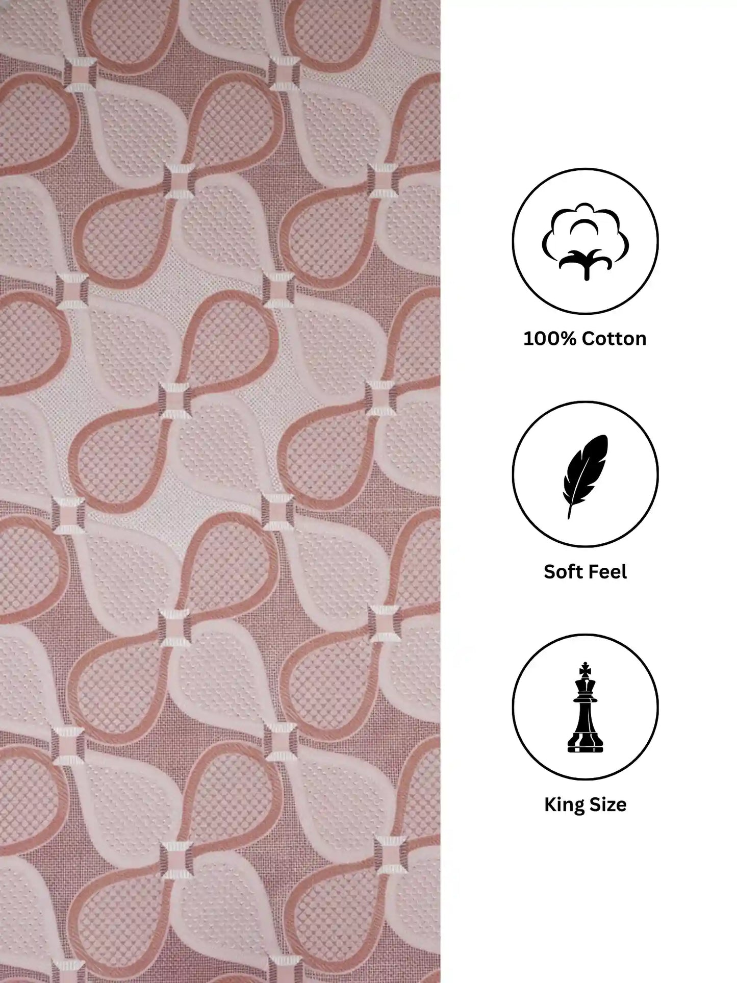 Soft Feel, Abstract King Bed Sheet Set with 2 Pillow Cases – 100% Cotton (300 TC)