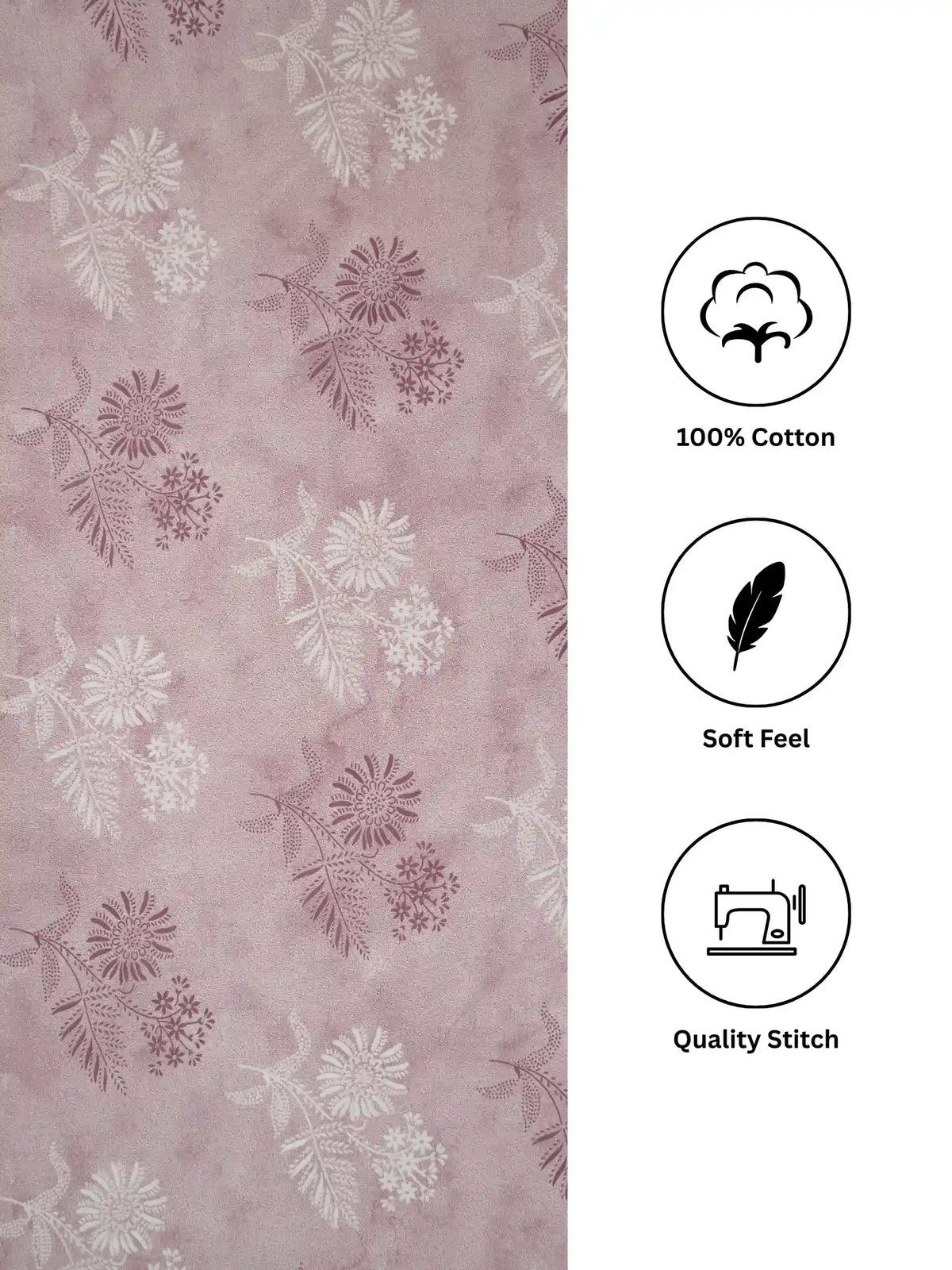 Soft Feel, Ornamental Floral Double Bed Sheet Set with 2 Pillow Cases – 100% Cotton (210 TC)