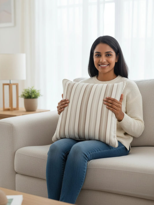 Striped Cushion Covers with Hidden Zipper (Set of 5)