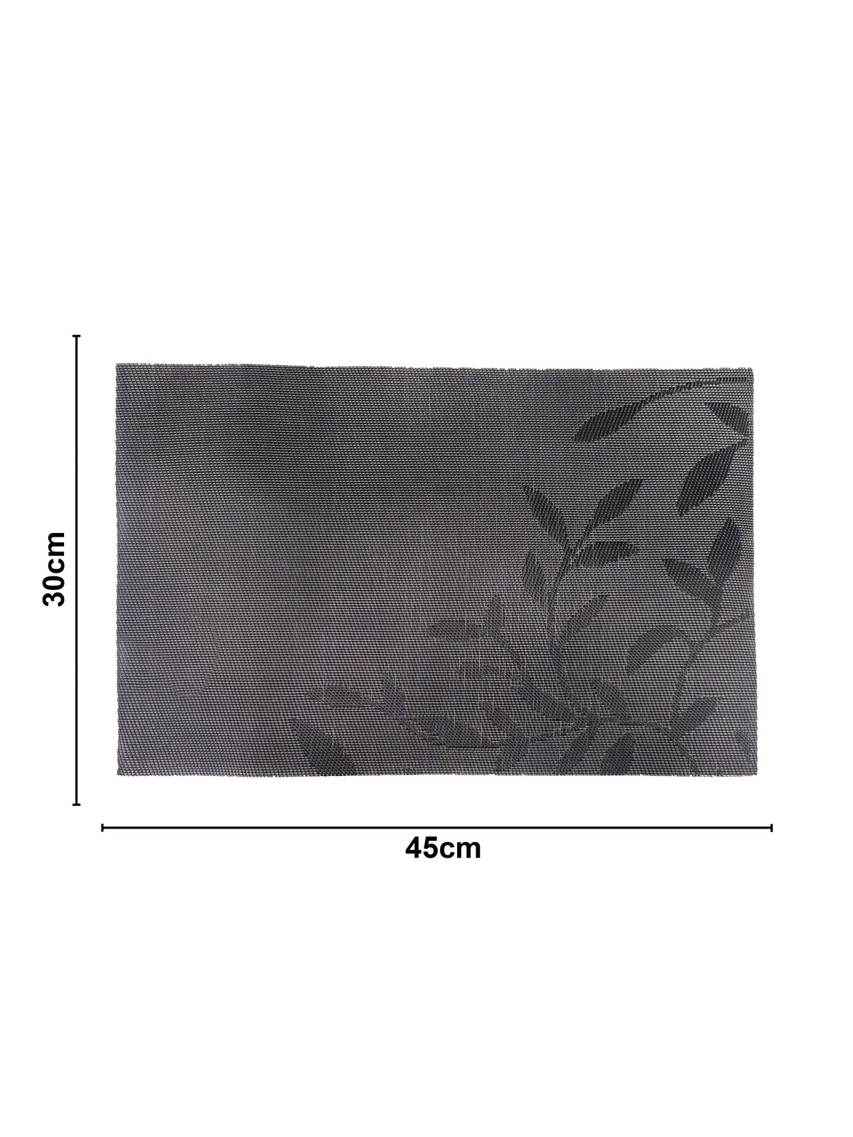 AtoZ Home Decor Dark Grey Leaf Motif PVC Placemats Set of 6