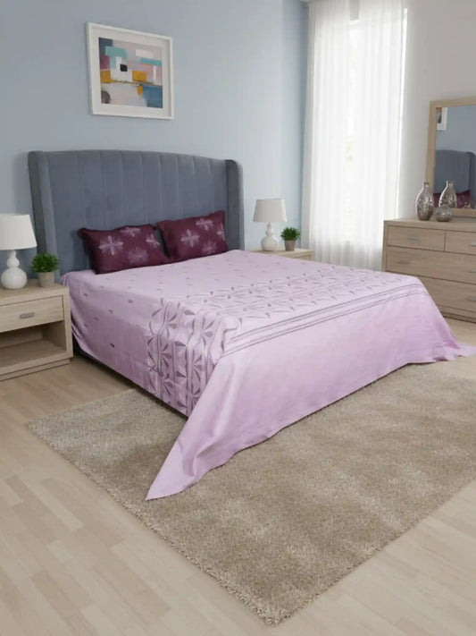 Soft Feel, Geometric Motifs King Bed Sheet Set with 2 Pillow Cases – 100% Cotton (300 TC)