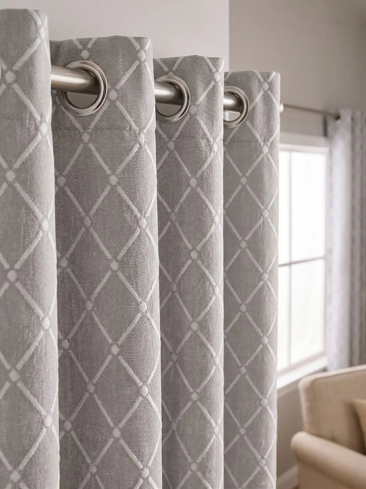 Diamond Lattice Textured Curtains – Custom & Readymade