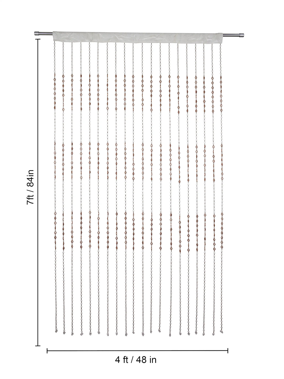 Atoz Home Decor Oval-Ring Bead Curtain | White & Brown PVC | 4x7 ft