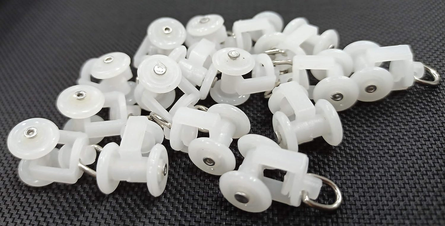 White Curtain Channel Runners/Sliders for M Track – 24 Pcs, Easy Glide