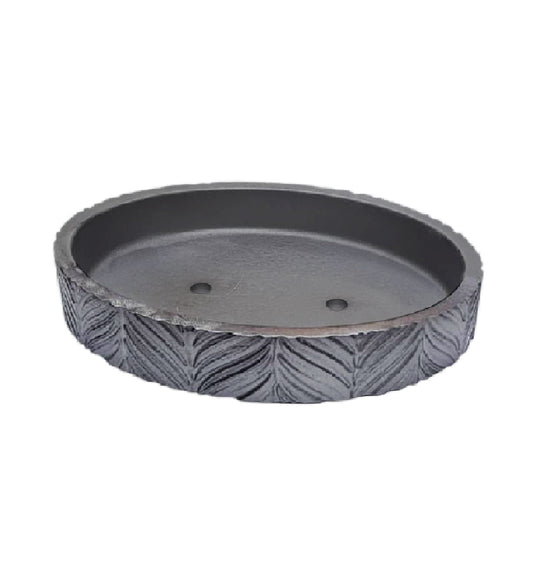 Charcoal Leaf Luxe Resin Soap Dish – Elegant & Textured Design