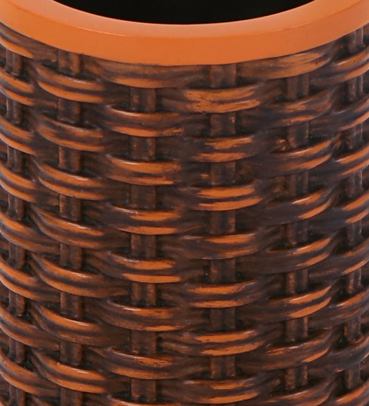 Rattan Charm Polyresin Tumbler – Burnt Orange Bathroom Accessory
