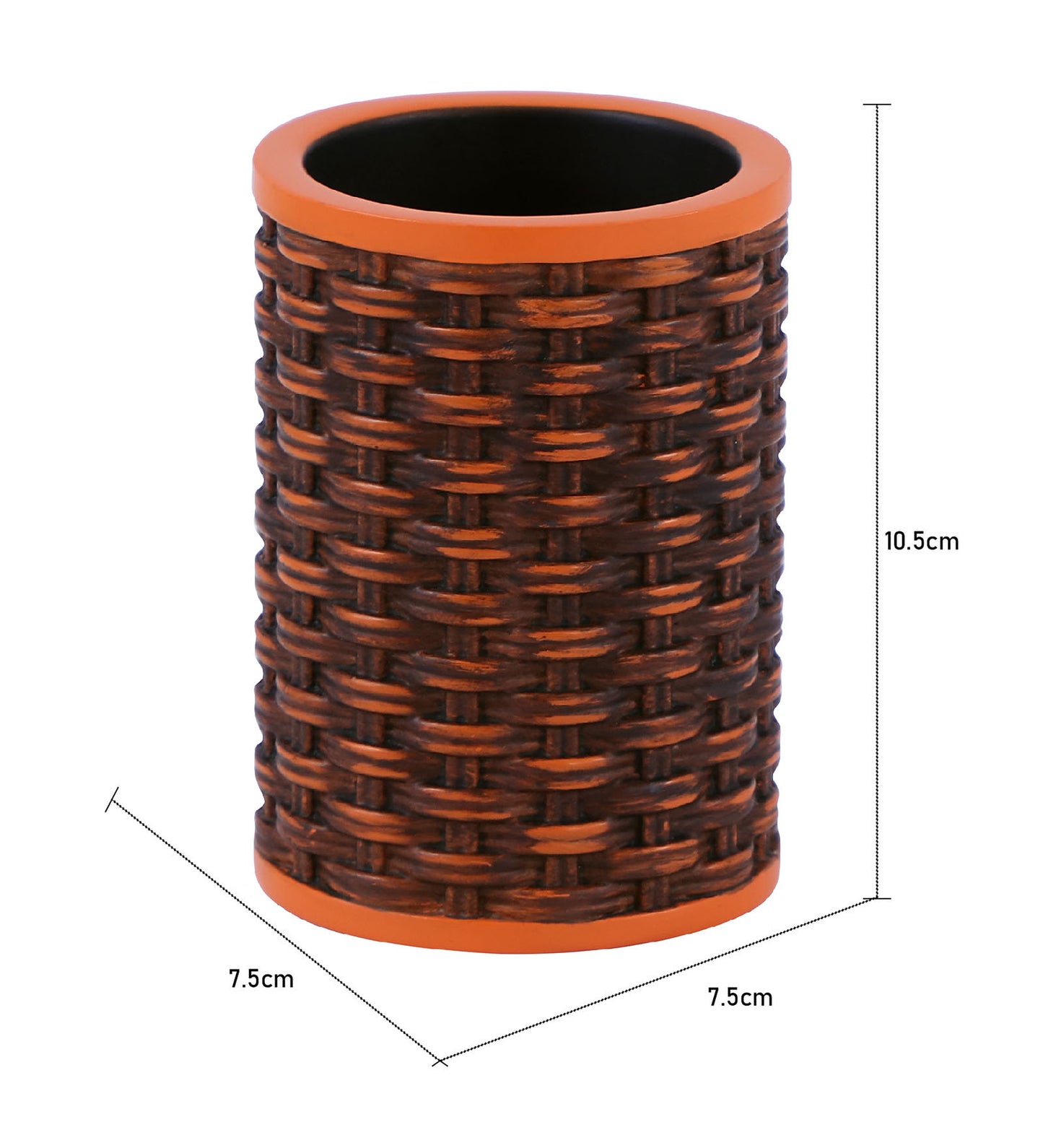 Rattan Charm Polyresin Tumbler – Burnt Orange Bathroom Accessory