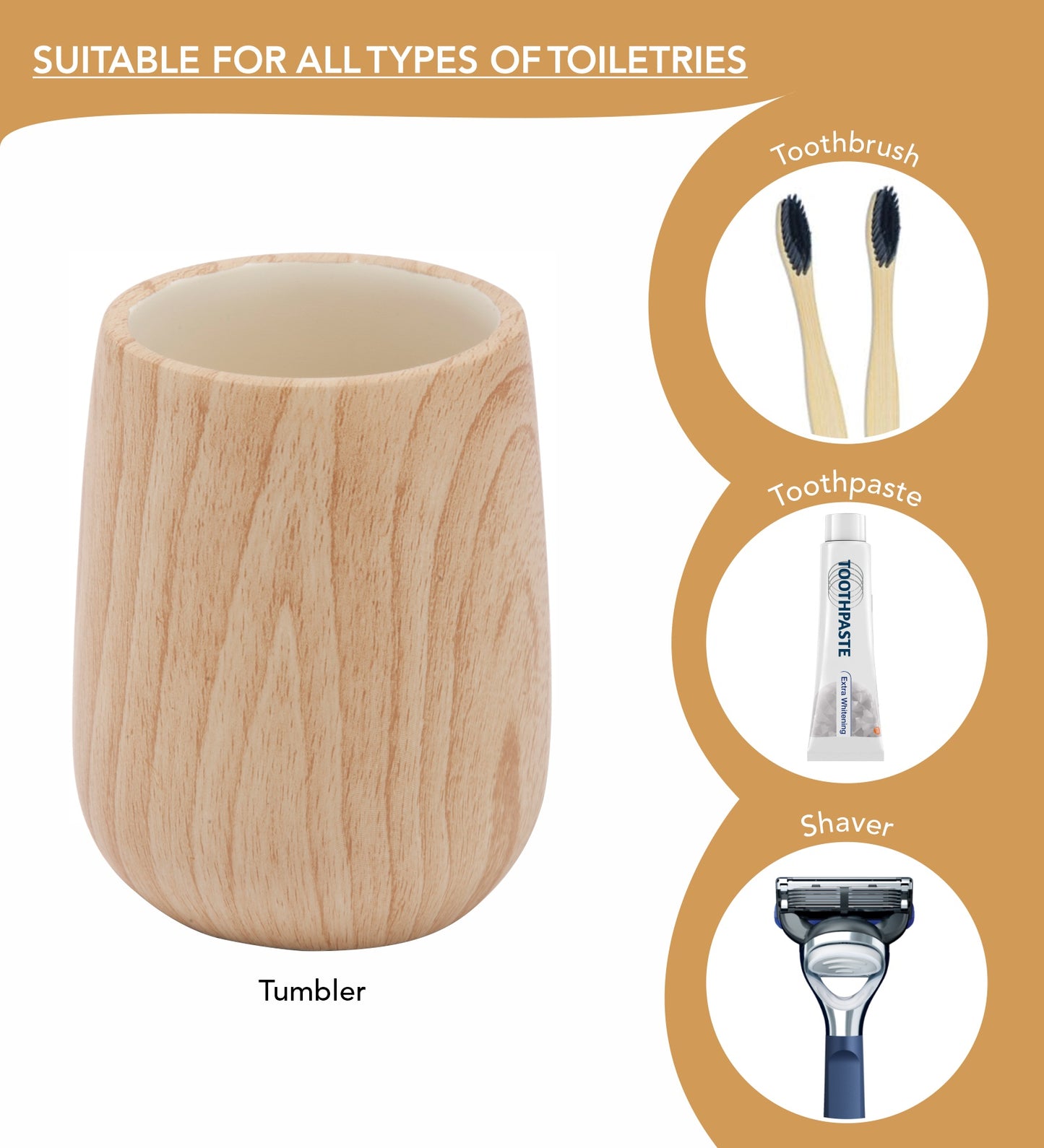Neutral Bath Set – Wood Texture, Stone Feel