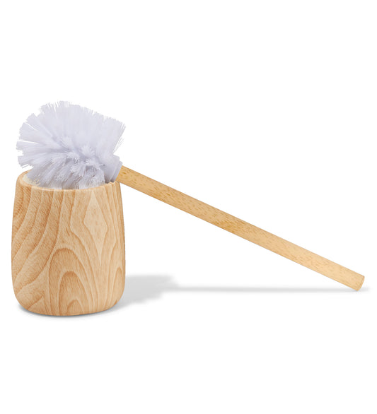 Neutral Toilet Brush Holder – Wood Texture, Stone Feel
