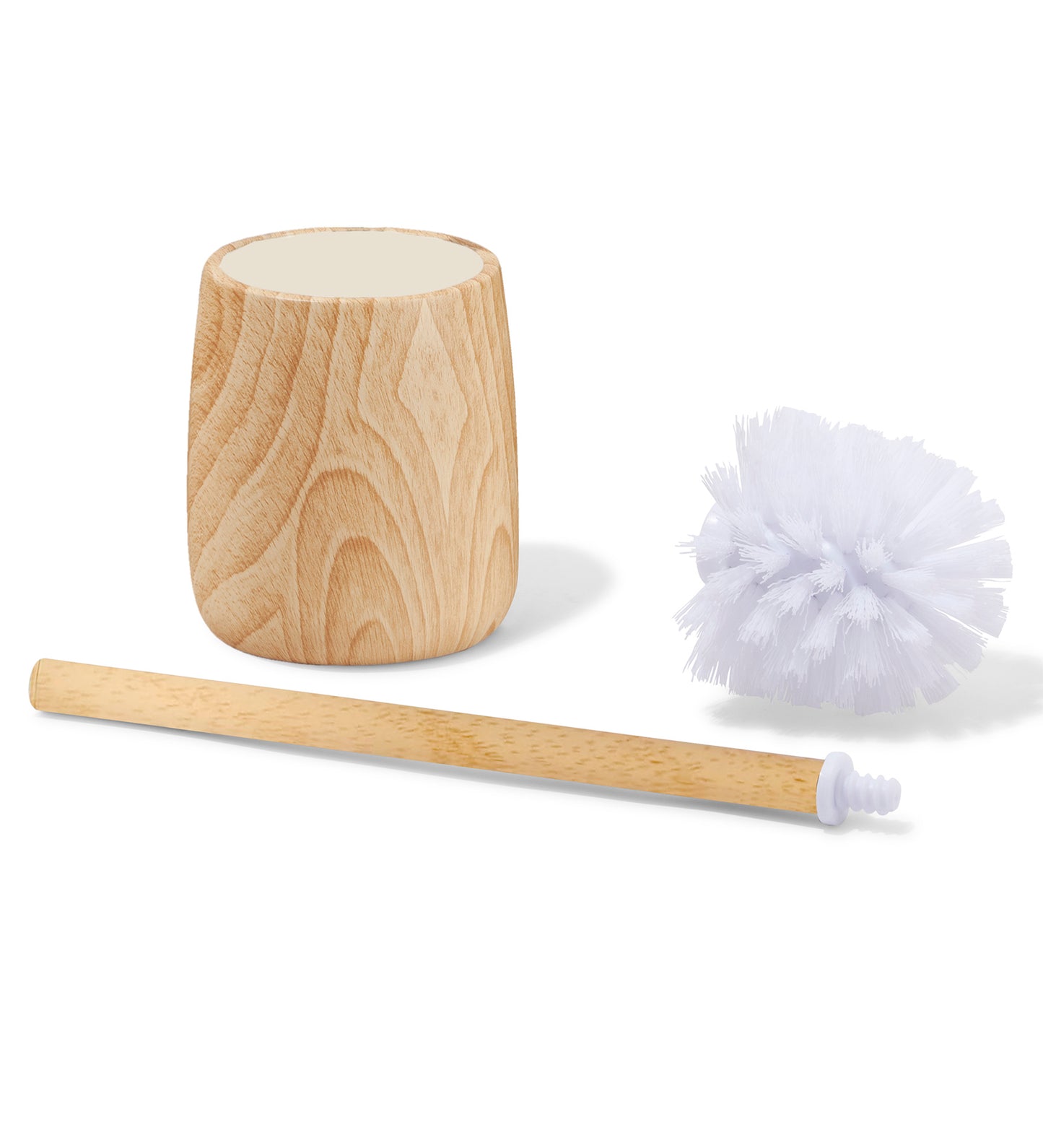 Neutral Toilet Brush Holder – Wood Texture, Stone Feel