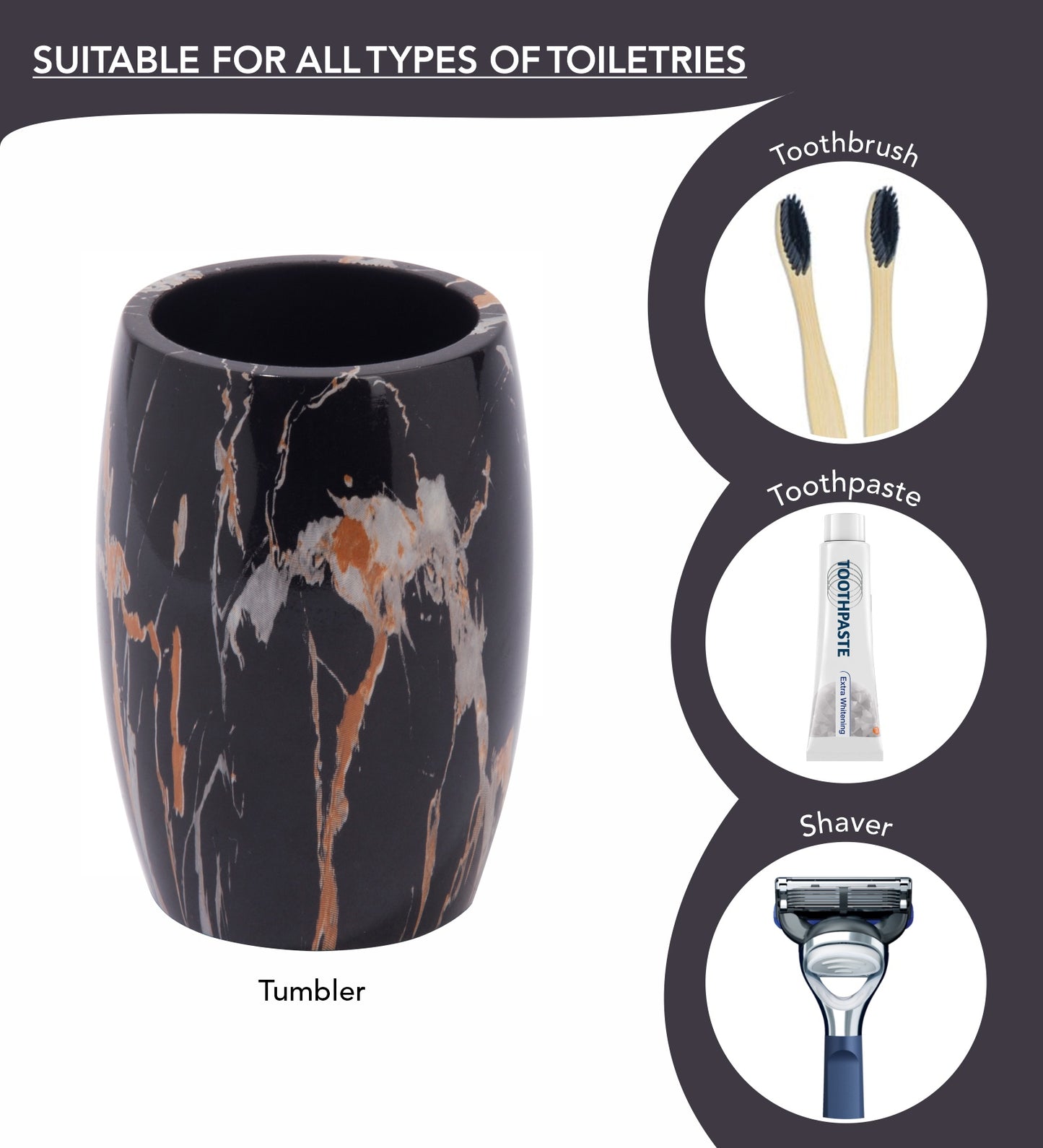 Timeless 4-Piece Bath Set – Chocolate Polyresin Elegance