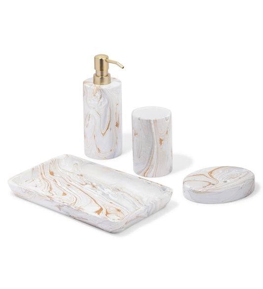 Luxe Aura Bath Set of 4 – Elegant Polyresin Bathroom Accessories