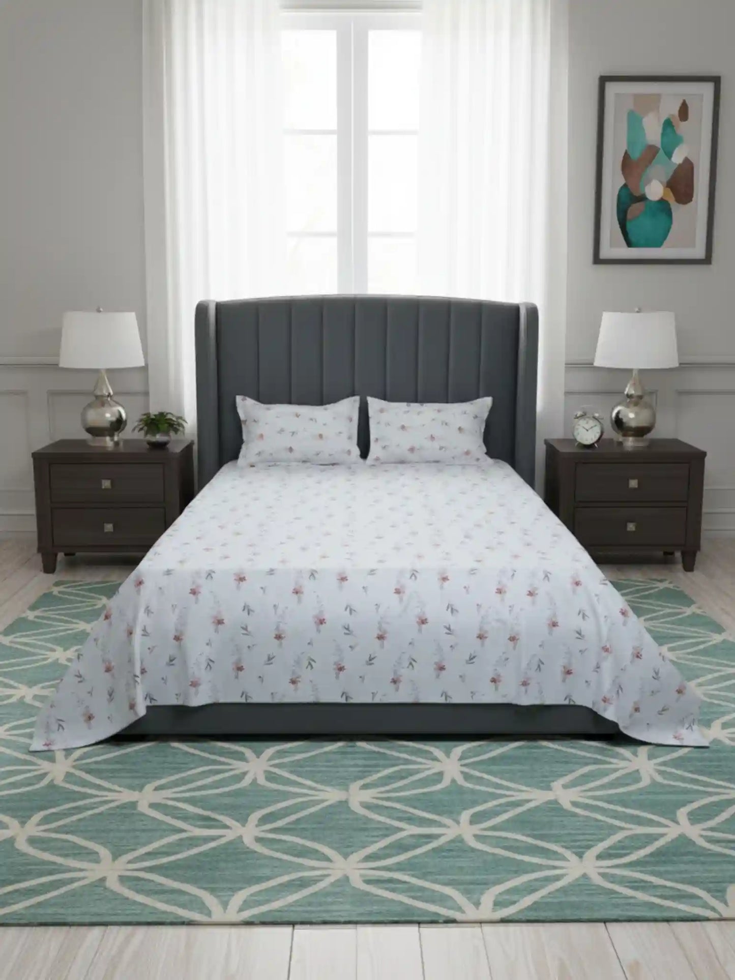 AtoZ Home Decor Selfie King 100% Cotton King Size Bedsheet Set | 210 TC