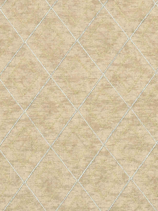 Beige Geometric Embroidered Curtain Fabric – 4ft & 10ft Widths