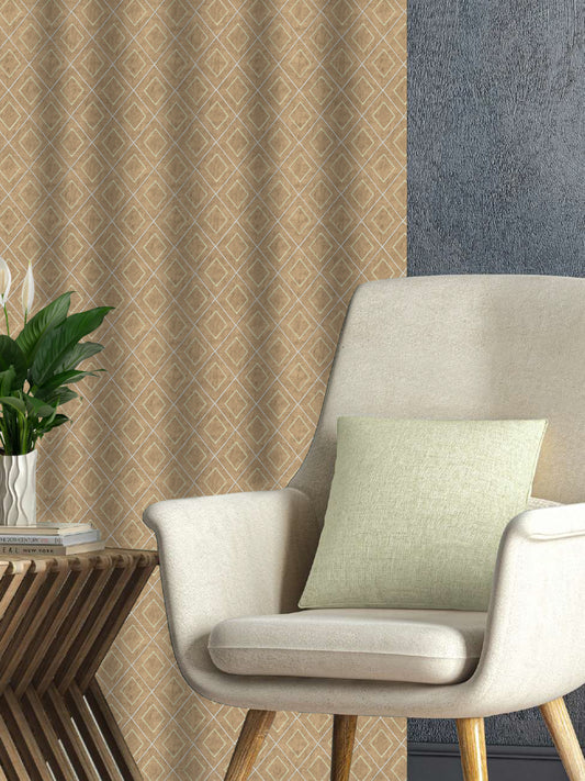 Brown Curtain Fabric with Diamond Lattice Embroidery – 4ft & 10ft Widths