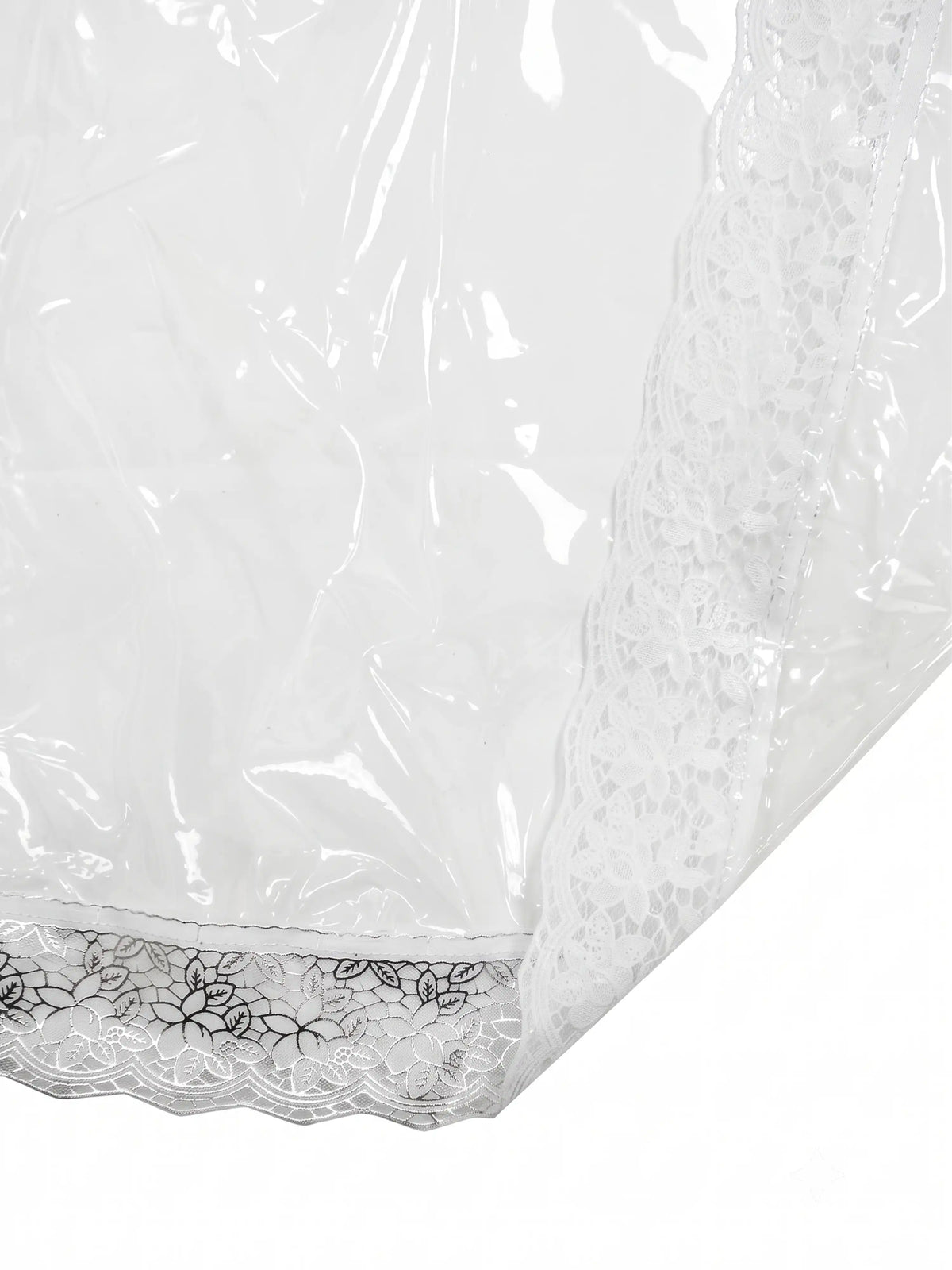 AtoZ Superfine Transparent Round Table Cover | White Lace 72"
