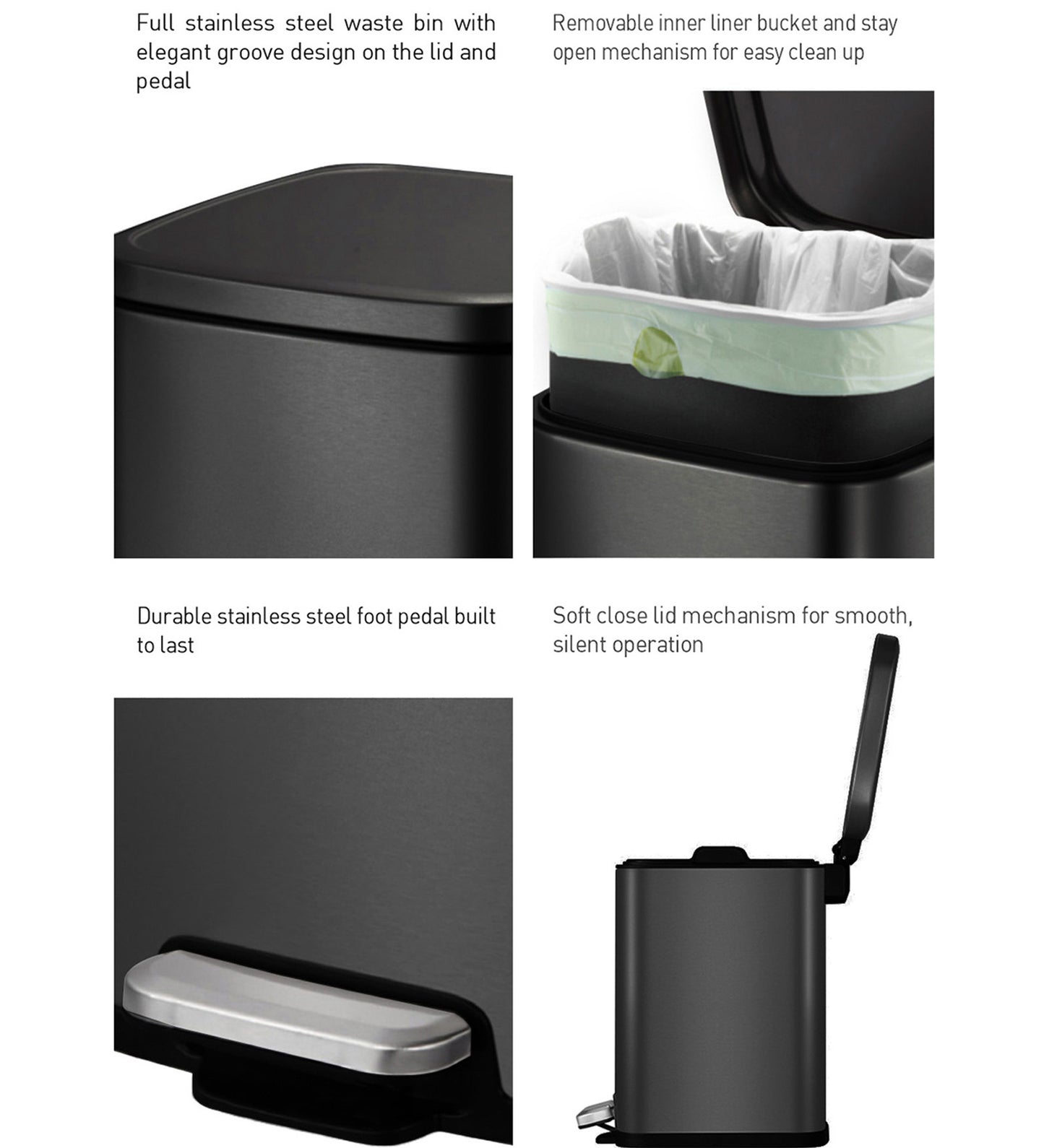 Eco-Friendly Step Trash Bin with Fingerprint-Resistant Finish