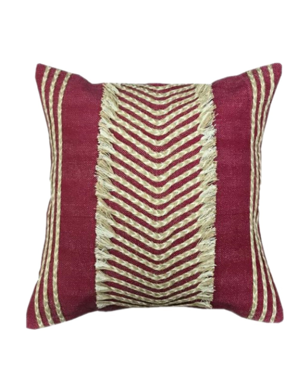 Multicolor Chevron Textured Cushion Cover – Rustic Rope Detail, 18x18