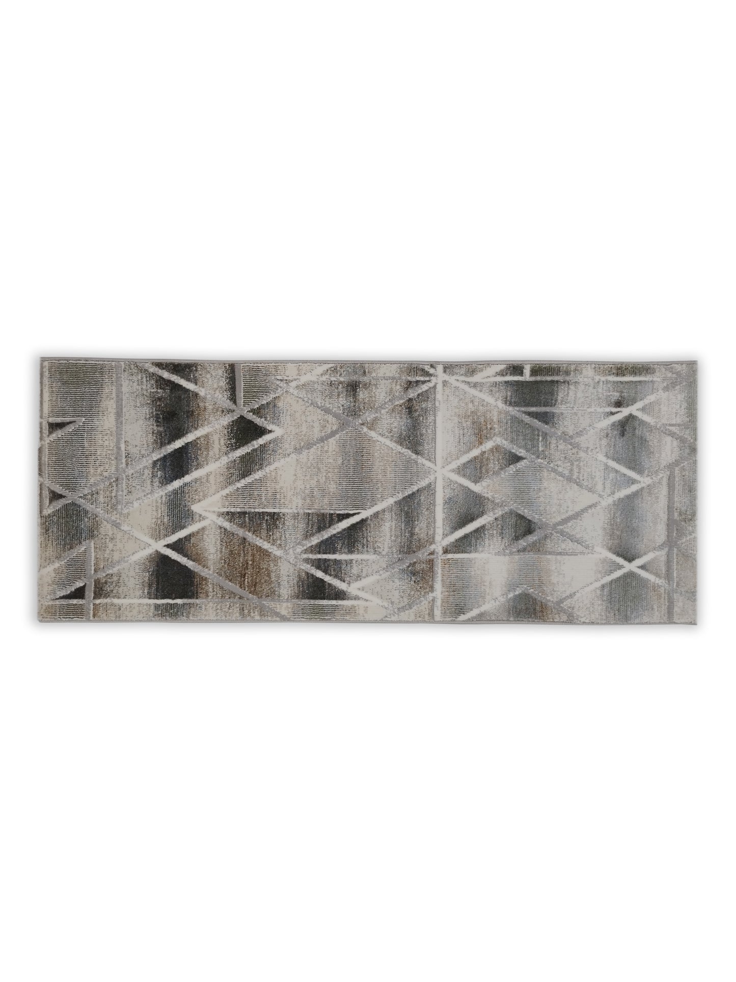 Grey Abstract Linear Textured Runner – Modern Geometric Plush Runner