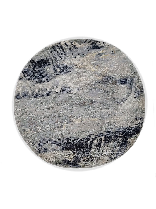 Premium Galaxy Collection Circular Rug – Grey Blue, 100x100 cm, Anti-Skid