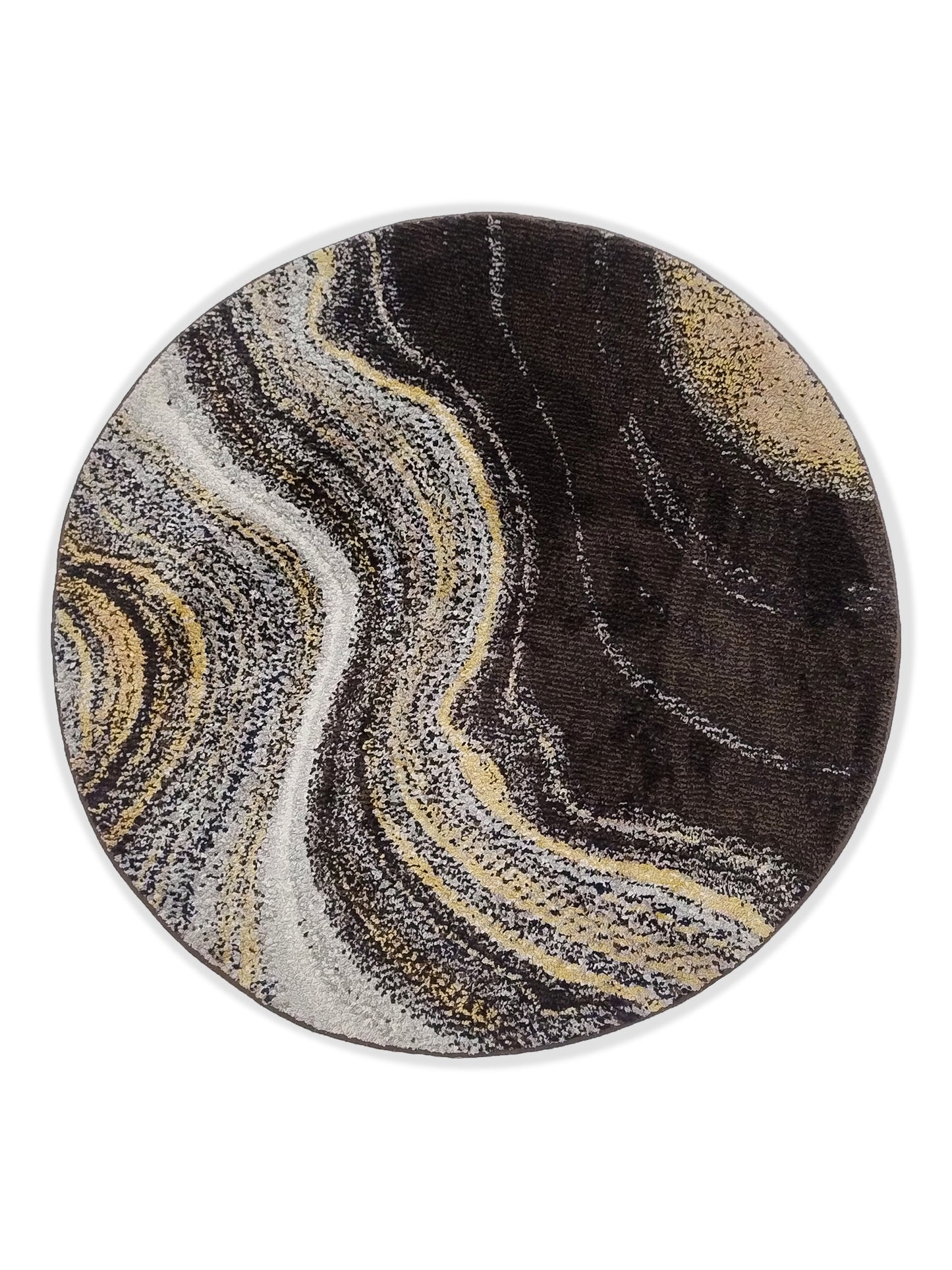 Brown Taupe Marble Circular Rug – Turkish Microfiber, Non Slip, 100×100cm