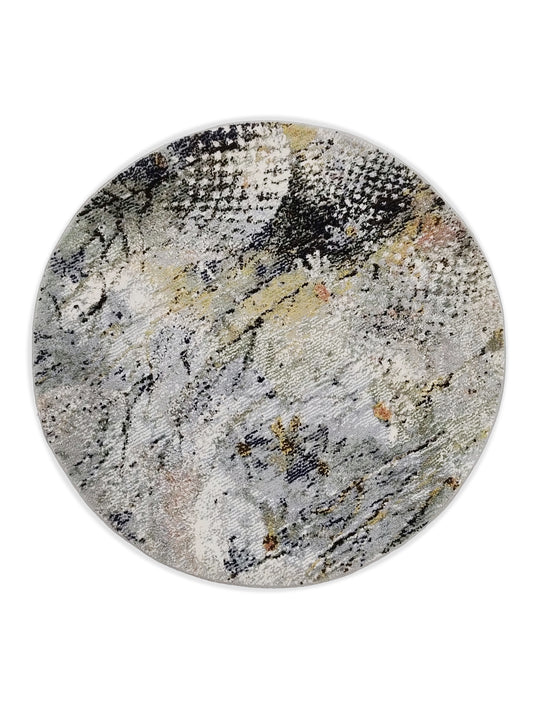 Black Gold Abstract Circular Rug – Turkish Microfiber, Non Slip, 100×100cm