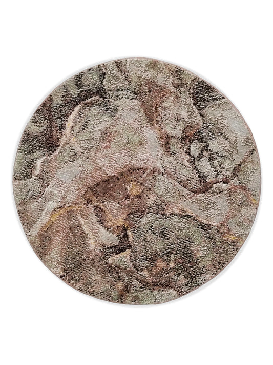 Taupe Olive Marble Circular Rug – Turkish Microfiber, Non Slip, 100×100cm