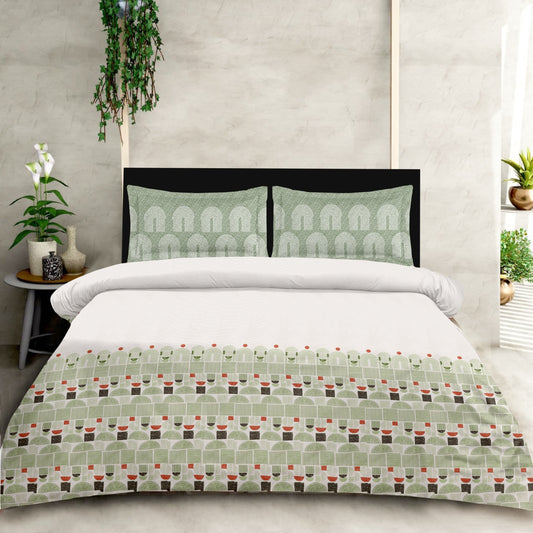 Cotton King Size Bedsheet Set with Pillow Covers – Geometric Print
