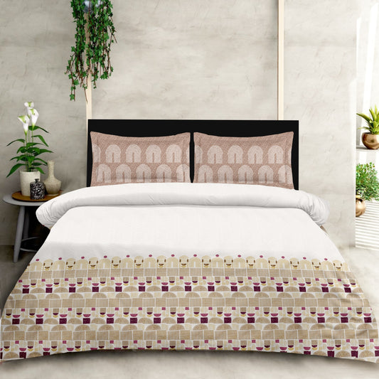 Cotton King Size Bedsheet Set with Pillow Covers – Geometric Print