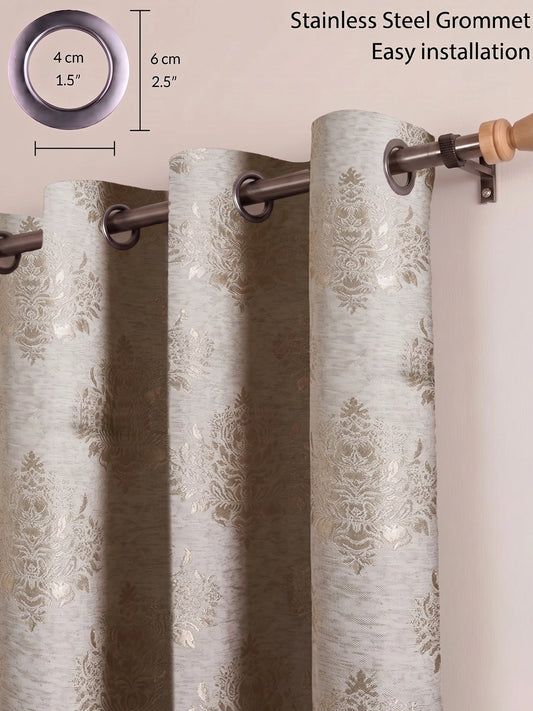 Elegant Damask Jacquard Window Curtain | Available in 9 Colors & 3 Sizes