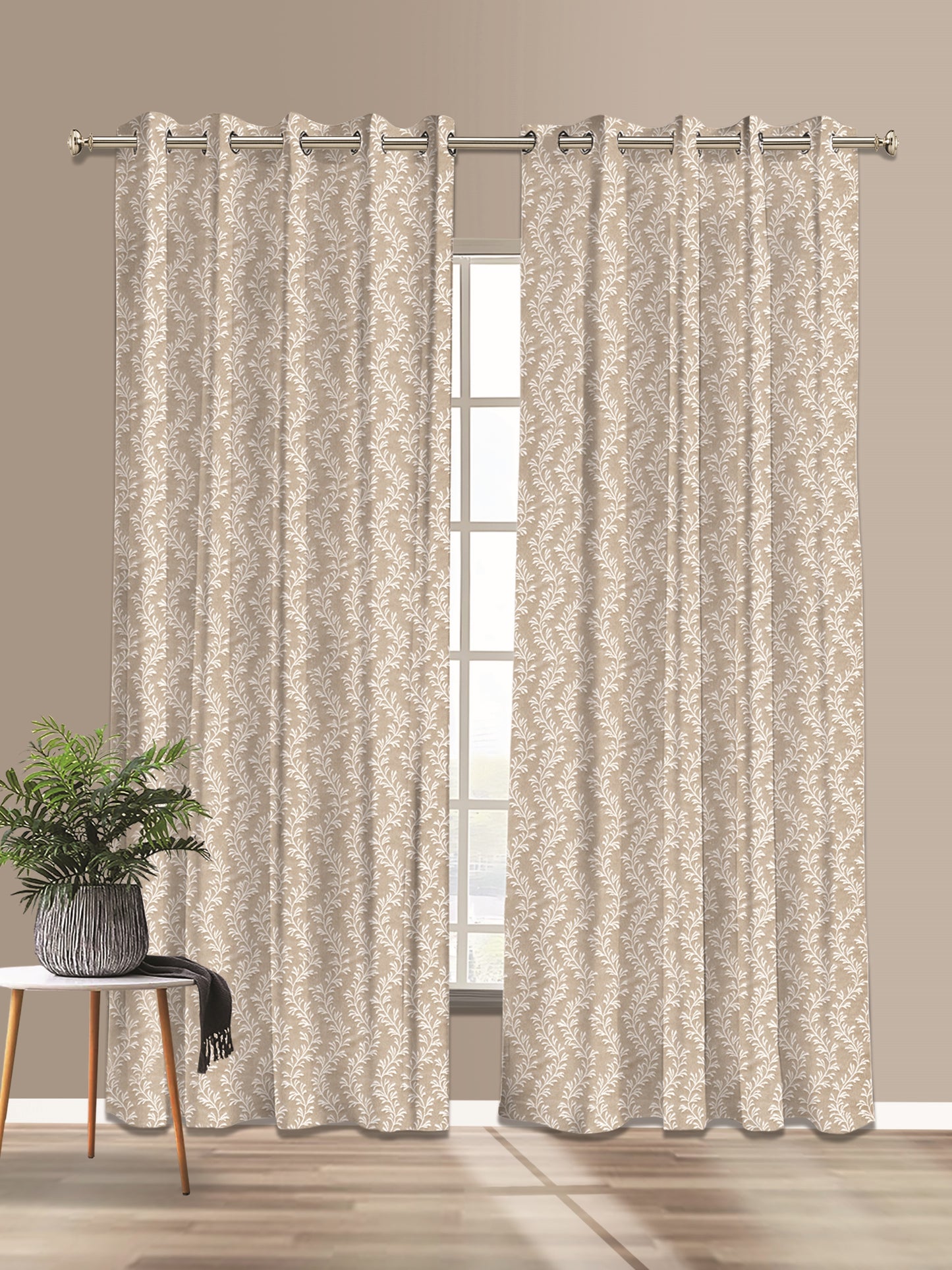 Beige Curtains for Living Room & Bedroom – Modern Window Curtains, 4ft & 7ft Widths