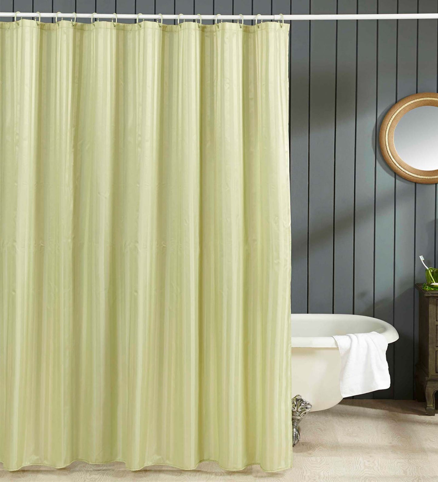 Water Repellent Polyester Shower Curtain – Quick Dry & Soft Feel (with Hooks) | Blue