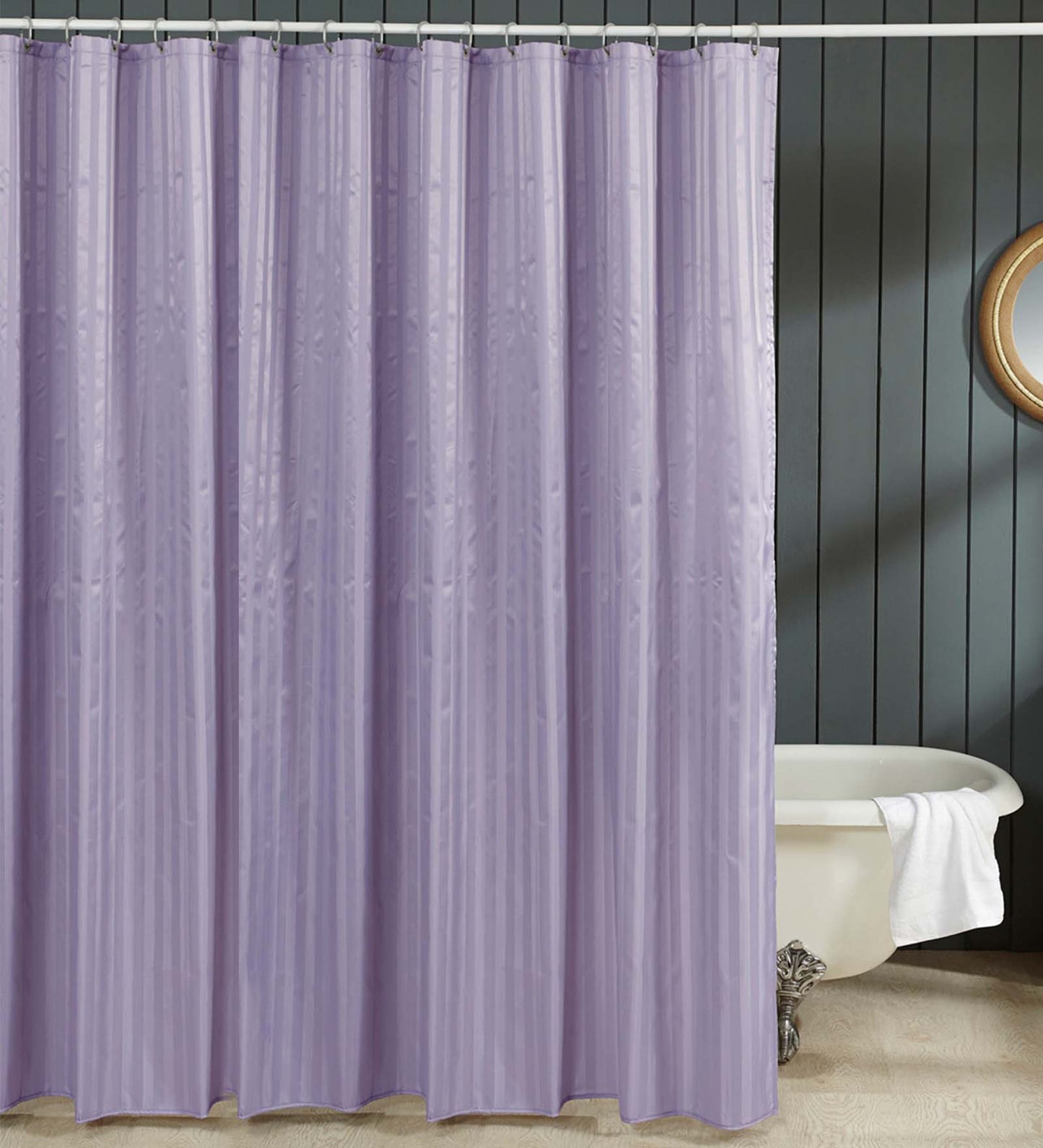 Water Repellent Polyester Shower Curtain – Quick Dry & Soft Feel (with Hooks) | Blue