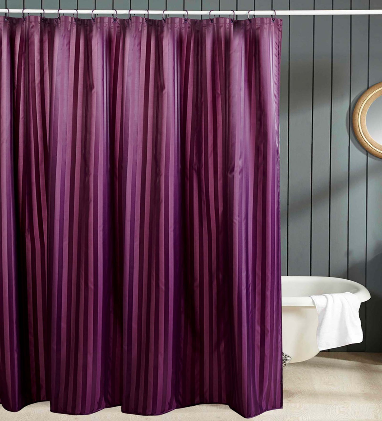 Water Repellent Polyester Shower Curtain – Quick Dry & Soft Feel (with Hooks) | Blue