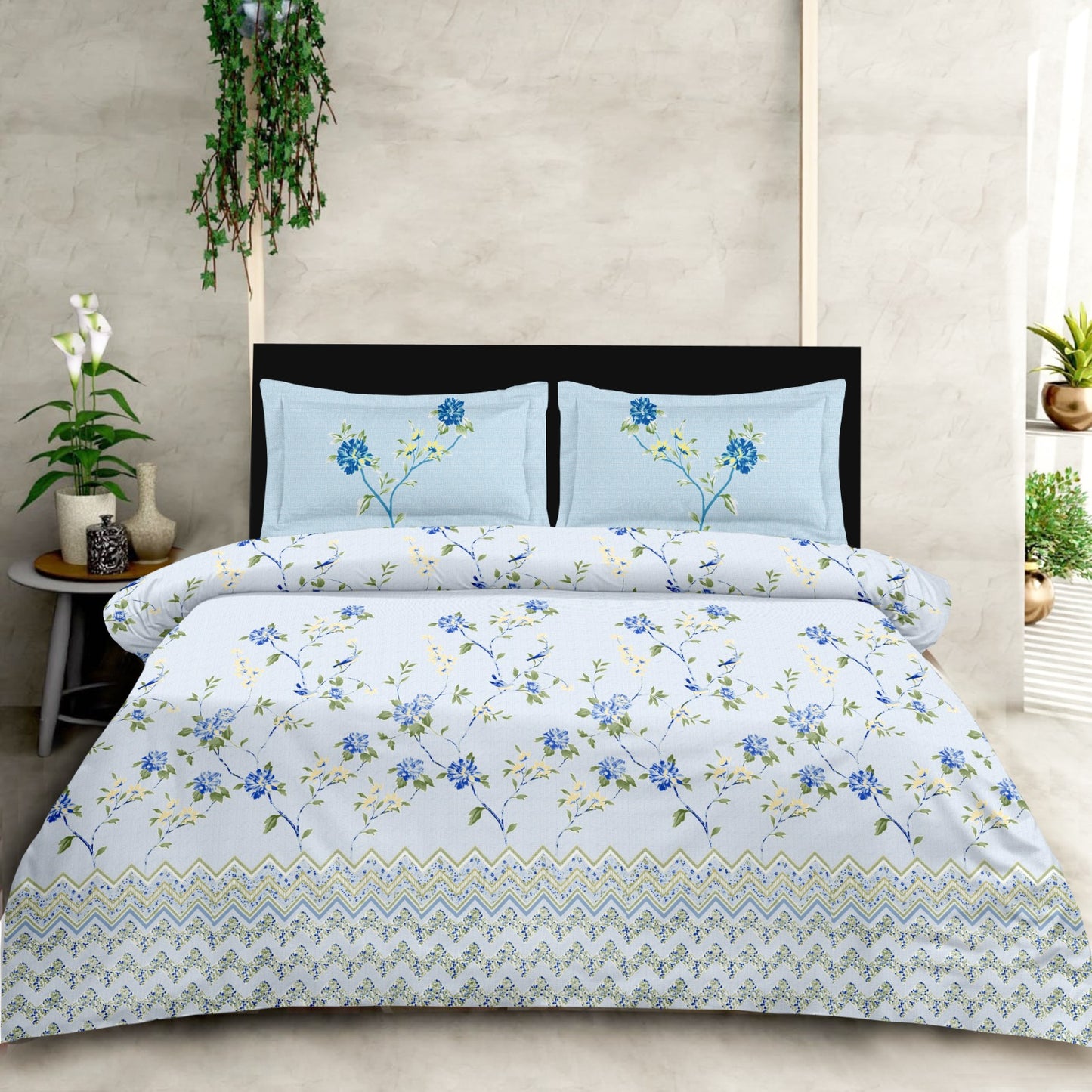 Floral King Size Cotton Bedsheet Set with Pillow Covers – 100% Soft Cotton