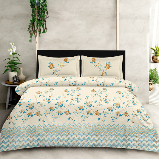 Floral King Size Cotton Bedsheet Set with Pillow Covers – 100% Soft Cotton