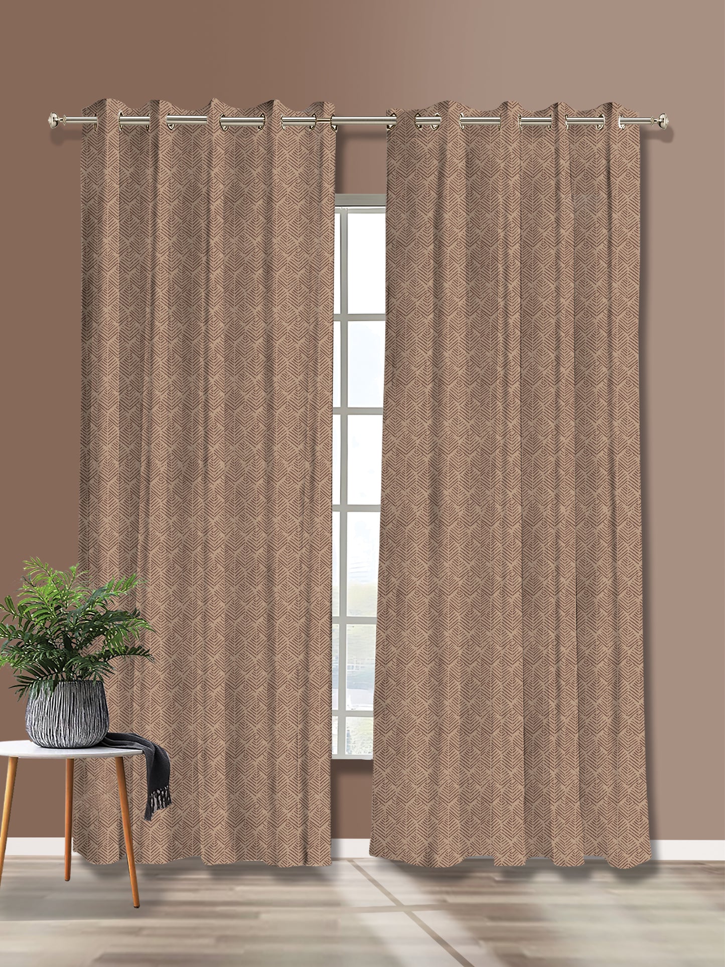 Brown Chevron Curtain – Stylish Panel, 4ft & 7ft Width, Per Sq.Ft. Price