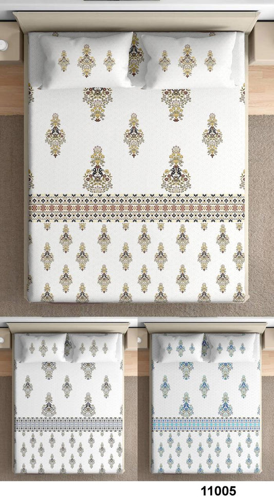 King Size 100% Cotton Bedsheet Set – Soft & Elegant Designer Collection