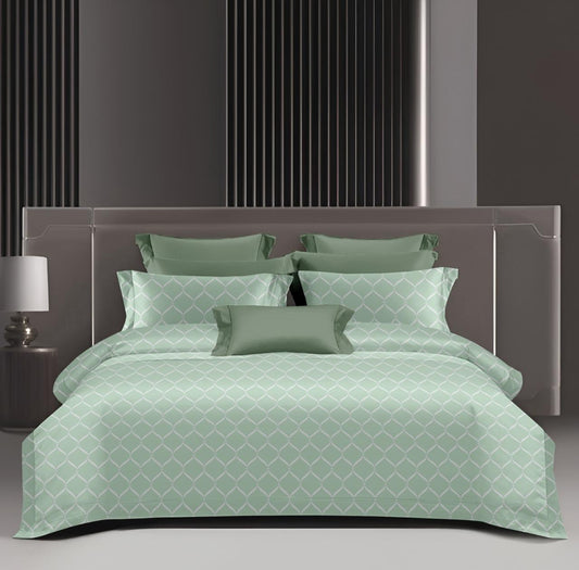 King Size 100% Cotton Designer Bedsheet Set | Trellis design pattern