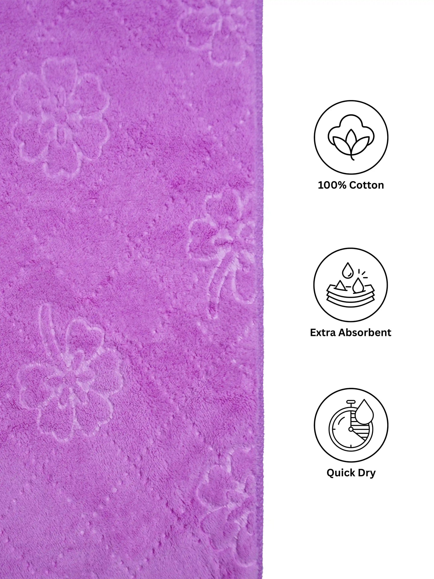 Plush Comfort, Floral Embossed Terry Weave Bath Towel with Quick-Dry Performance – 100% Cotton