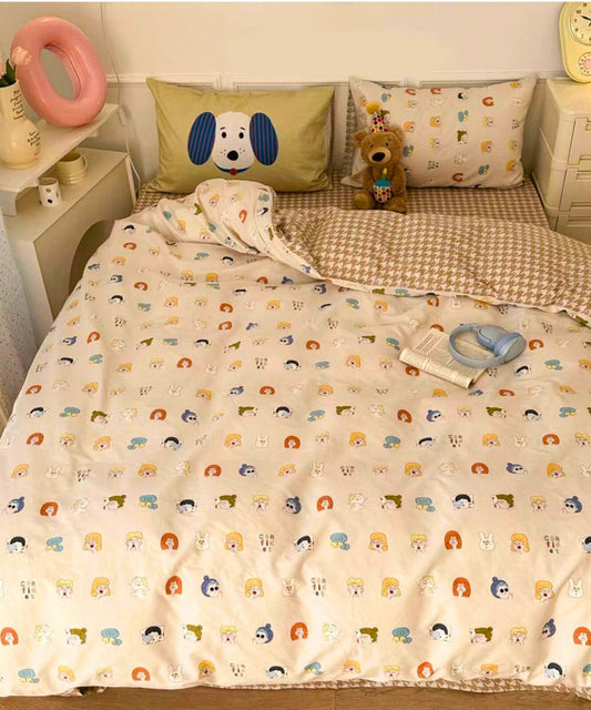 Tiny Faces & Bunny Tales Kids Cotton Bedsheet Set – Off-White