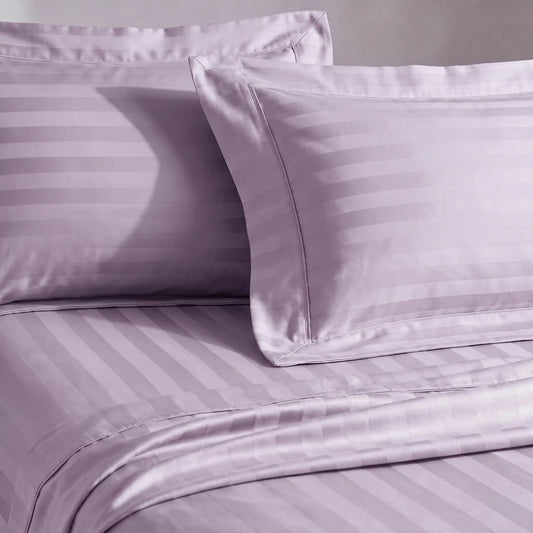 Lane Linen GALAXY 250 TC Cotton King Bedsheet Set – Classic Damask Stripe with 2 Pillow Covers